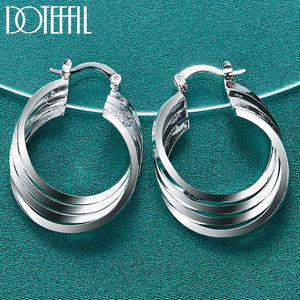 925 Silver Circle Hoop Earring For Woman Wedding Jewelry