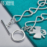 925 Sterling Silver Four-Leaf Clover Flowers Bracelet Chain For Woman