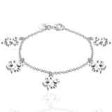 Sterling Silver 4 Leaf Clover Pendant Bracelet For Women
