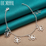 Sterling Silver 4 Leaf Clover Pendant Bracelet For Women