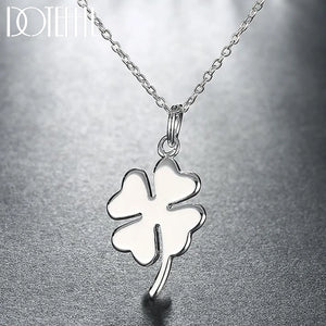 925 Silver Clover Pendant Necklace 16-30 Inch Chain Wedding Charm Jewelry
