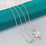 925 Silver Clover Pendant Necklace 16-30 Inch Chain Wedding Charm Jewelry
