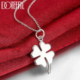925 Silver 4-Leaf Clover Pendant Necklace 16-30 Inch Chain Wedding Charm