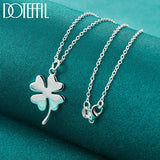 925 Silver 4-Leaf Clover Pendant Necklace 16-30 Inch Chain Wedding Charm