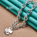 925 Silver 4 Leaves Clover Pendant Necklace 18" Chain Women Wedding Jewelry
