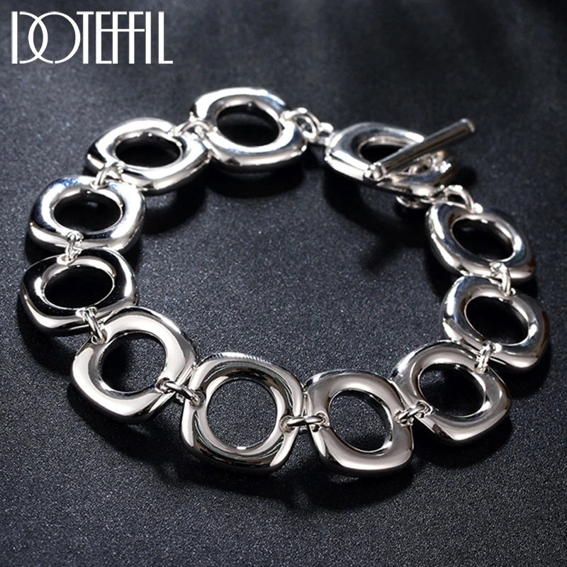 925 Silver Checkered Bracelet Chain for Man Women Wedding