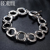 925 Silver Checkered Bracelet Chain for Man Women Wedding