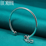 925 Silver Four-leaf Clover Cuff Bangle Bracelet Wedding Jewelry