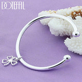 925 Silver Four-leaf Clover Cuff Bangle Bracelet Wedding Engagement Charm