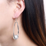 925 Silver Frosted Ball Drop Earrings Wedding Jewelry