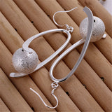 925 Silver Frosted Ball Drop Earrings Wedding Jewelry