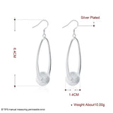 925 Silver Frosted Ball Drop Earrings Wedding Jewelry