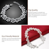 925 Silver Frosted Matte Grape Beads Chain Bracelet Wedding Jewelry