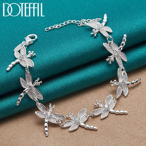 925 Silver Dragonfly Bracelet Women's Charm Wedding Jewelry