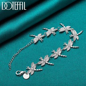925 Silver Dragonfly Bracelet Women's Charm Wedding Jewelry