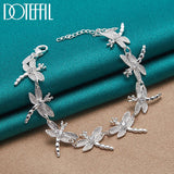 925 Silver Dragonfly Bracelet Women's Charm Wedding Jewelry