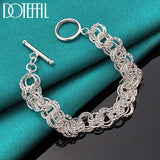 925 Silver Circle Chain Bracelet Wedding Engagement Jewelry