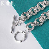 925 Silver Circle Chain Bracelet Wedding Engagement Jewelry