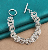 925 Silver Circle Chain Bracelet Wedding Engagement Jewelry