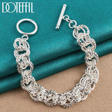 925 Silver Circle Chain Bracelet Wedding Engagement Jewelry