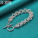 925 Silver Circle Chain Bracelet Wedding Engagement Jewelry