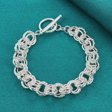 925 Silver Circle Chain Bracelet Wedding Engagement Jewelry
