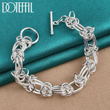 925 Sterling Silver Circle Ring Chain Bracelet for Party Wedding
