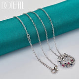 925 Sterling Silver Zircon Pendant Necklace Full Colour Chain 16-30 Inch