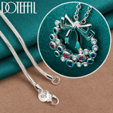925 Sterling Silver Zircon Pendant Necklace Full Colour Chain 16-30 Inch