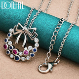 925 Sterling Silver Zircon Pendant Necklace Full Colour Chain 16-30 Inch