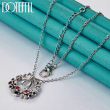 925 Sterling Silver Zircon Pendant Necklace Full Colour Chain 16-30 Inch