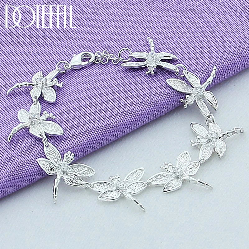 925 Silver Dragonfly Bracelet Women's Wedding Jewelry