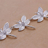 925 Sterling Silver Dragonfly Chain Bracelet Woman Charm Wedding