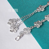 925 Silver Full Flower Bracelet Chain Women Wedding Engagement