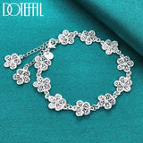 925 Silver Full Flower Bracelet Chain Women Wedding Engagement