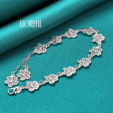 925 Silver Full Flower Bracelet Chain Women Wedding Engagement
