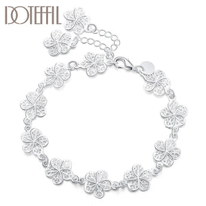 925 Silver Flower Bridal Bracelet Wedding Jewelry