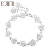 925 Silver Flower Bridal Bracelet Wedding Jewelry