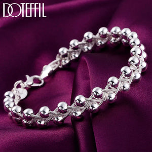 925 Silver Grape Beads Chain Bracelet For Women