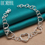 Sterling Silver Heart Bracelet Chain Wedding Jewelry