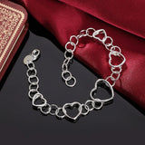 925 Silver Heart Bracelet for Women Wedding Engagement Party