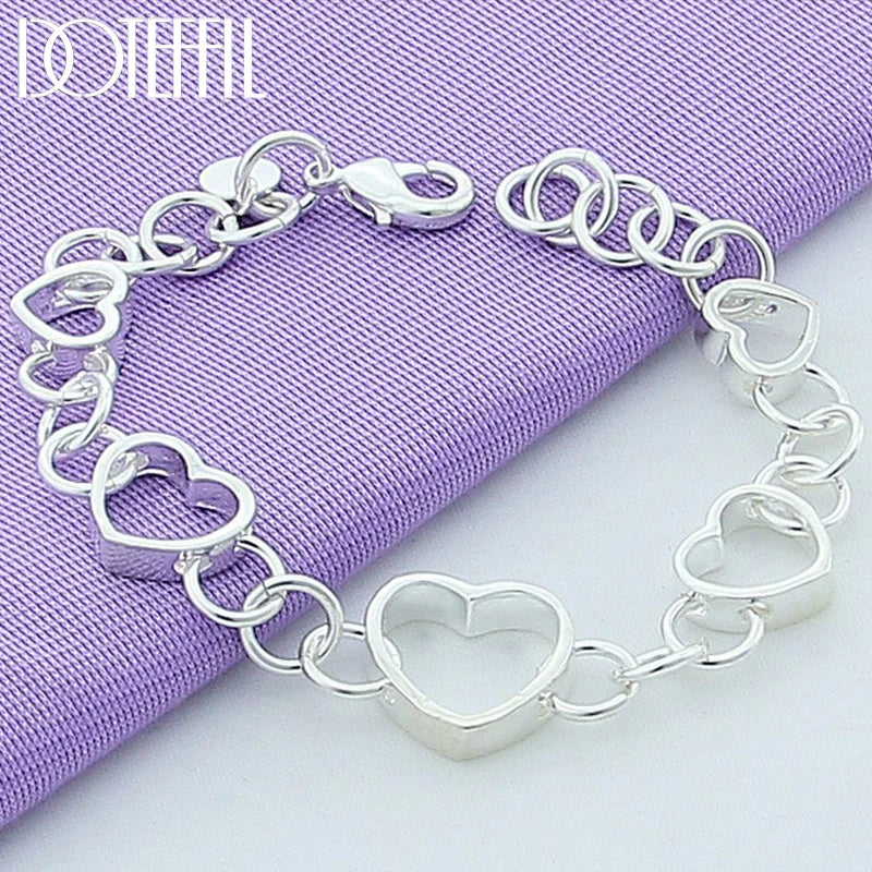 925 Silver Heart Bracelet for Women Wedding Engagement Party