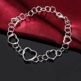 925 Silver Heart Bracelet for Women Wedding Engagement Party