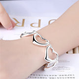 925 Silver Heart Chain Bracelet Woman Wedding Jewelry
