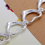 925 Silver Heart Chain Bracelet Woman Wedding Jewelry