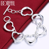 925 Silver Heart Chain Bracelet Woman Wedding Jewelry