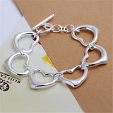 925 Silver Heart Chain Bracelet Woman Wedding Jewelry