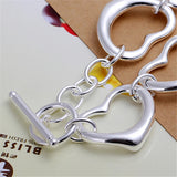 925 Silver Heart Chain Bracelet Woman Wedding Jewelry
