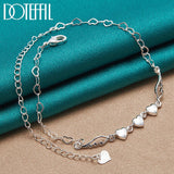 925 Silver Heart Chain Bracelet Wedding Charm Jewelry