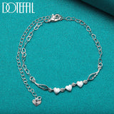 925 Silver Heart Chain Bracelet Wedding Charm Jewelry